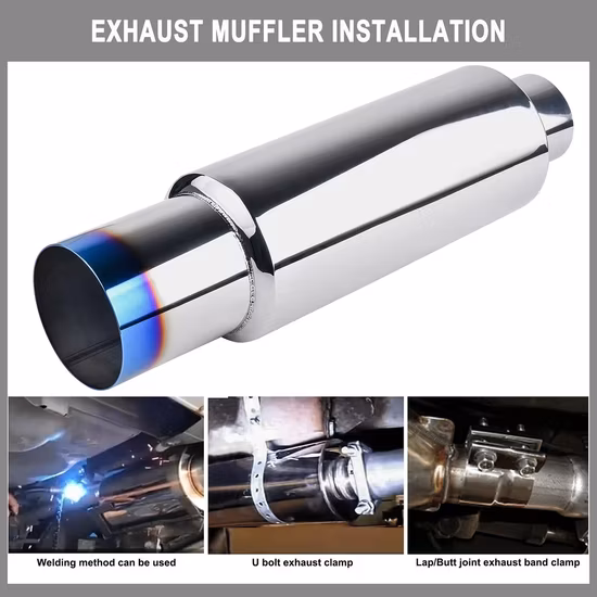 Burnt Blue Universal Car Stainless Steel Exhaust Pipe