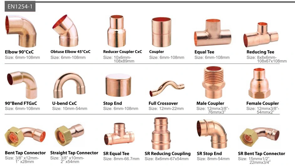 High Pressure Custom Full Crossover Reducing Equal Tee Female Elbow 45 90 Street Coupling V Profile Press Copper Pipe Fittings